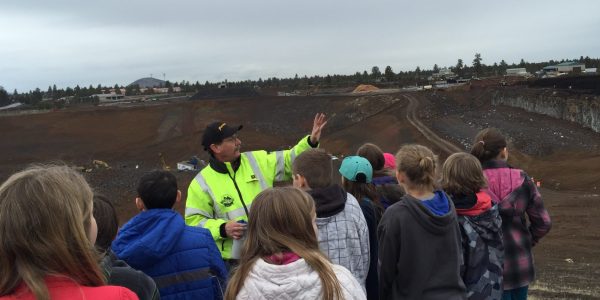 Landfill tour with a group of students.