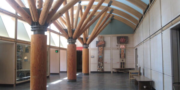 wooden beams inside a museum