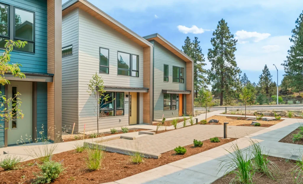 Rooted at Simpson - picture of 3 compact modern homes and common area
