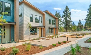 Rooted at Simpson - picture of 3 compact modern homes and common area