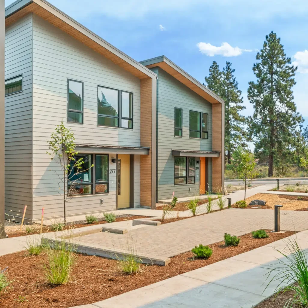 Rooted at Simpson - picture of 3 compact modern homes and common area