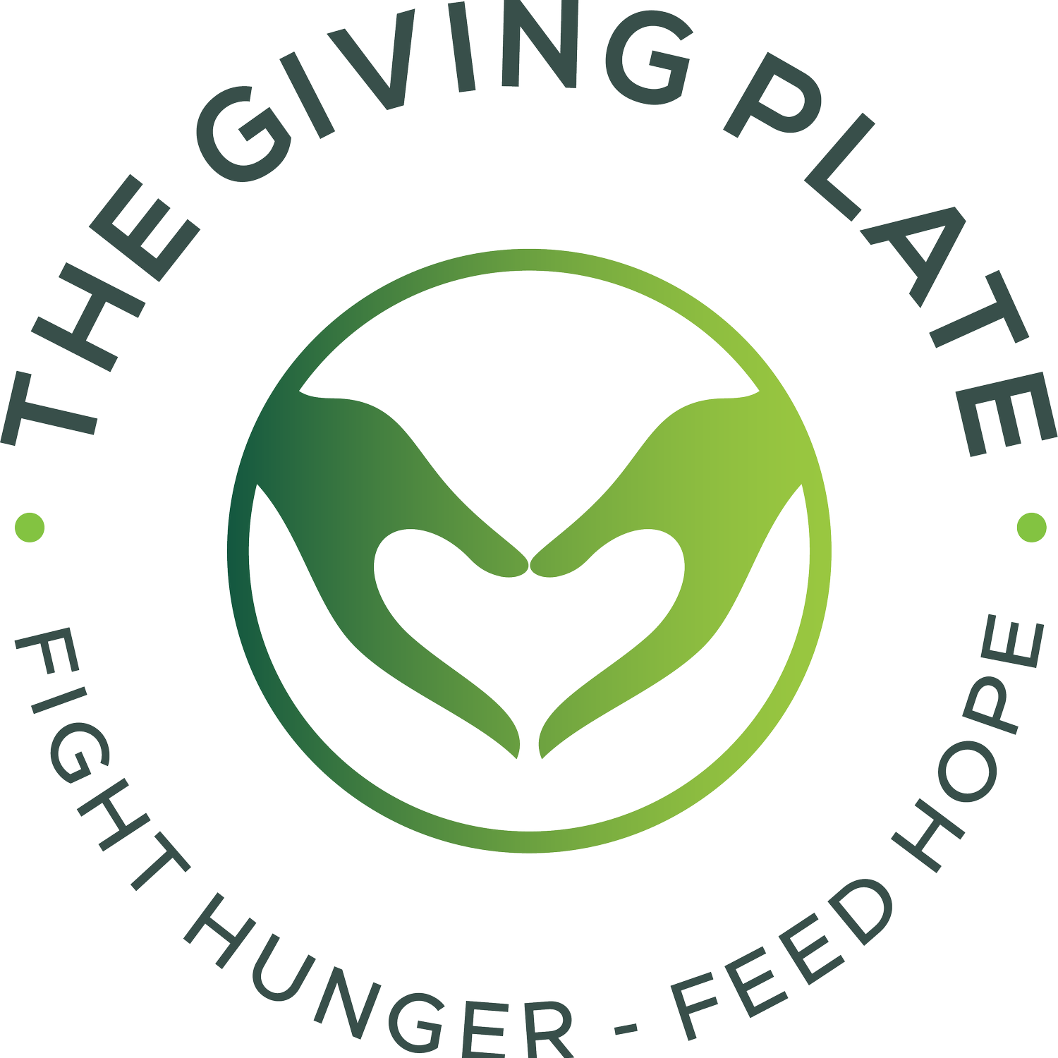The giving plate logo with two green hands forming a heart